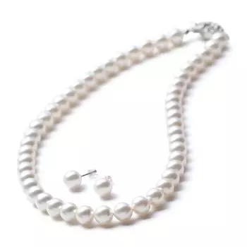 Pearl Luxury Domestic Grand Premium For Ceremonial White Brand 3 года гарантии [VOTRE COUTURE] Ожерелье, жемчуг, случаи, 8 мм, 42 см, серьги,