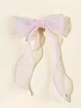 Pearl mesh bow hair clip, women s sweet and high-end feeling, back of the head clip, top clip, spring clip, hair accessory