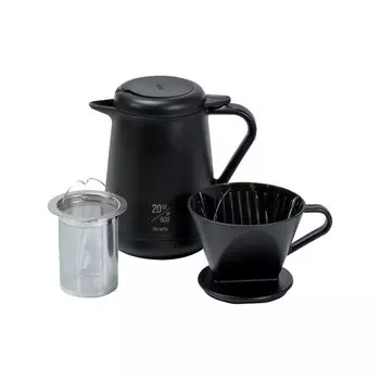 Pearl Metal Coffee Tea Server 600ml Tea Vacuum Dual Structure Black IE Cafe Warm/Cold HB-6619
