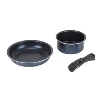 Pearl Metal Cookware 3-Piece Set, Diamond Coat, Induction Compatible, Oven Compatible, Stack Alpha HB-6001