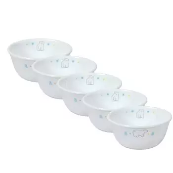 Pearl Metal Corelle Plate Dish Outer diameter x height 6cm Lightweight Microwave safe Oven safe Dishwasher safe Polar bear bowl Set of 5 12.5