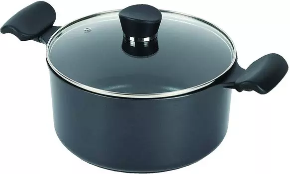 PEARL METAL Двуручная кастрюля со стеклянной крышкой 22 см с алмазным покрытием IH совместимая Castier HB-6000