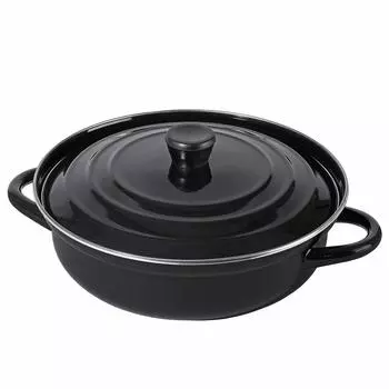 Pearl Metal Enamel Tabletop Pot 24cm IH Compatible Limited All Black BLKP Black [BLKP] AZ-5061