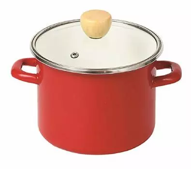 Pearl Metal HB-5069 Cookpot, Enamel, Deep Type, 5.5 inches (14 cm), Red Classo