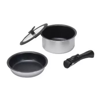 PEARL METAL Кастрюля, сковорода, кухонная утварь, набор из 4 предметов, совместимая с IH, совместимая со всеми источниками тепла, Chiiino HB-6569 серебряный