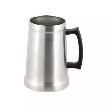 PEARL METAL Кружка с вакуумной изоляцией для немецкого пива 1000 мл, сохраняющая тепло, предотвращающая конденсацию холода, чашка из нержавеющей стали, сатинированная, винтажная, для бара HC-315