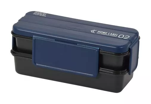 Pearl Metal Ланч-бокс бенто для этикетки Made in Home, для мужчин, 2-ярусный, темно-синий, Япония, DC-6069