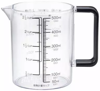 Pearl Metal Made in Japan Heat Resistant Measuring Cup 500ml Dishwasher Safe BLACKS C-8622