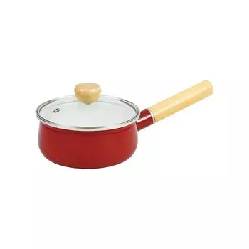 Pearl Metal One Hand IH Glass Lid Just Size Pot, Pot, 15cm, Enamel, Compatible, Included, Red, HB-4893 красный