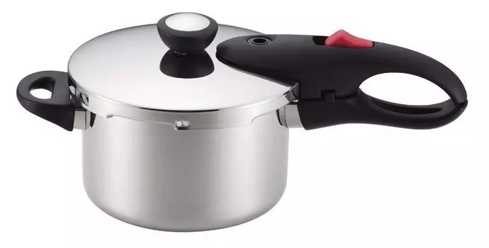Pearl Metal One Hand Pressure Cooker IH Compatible Recipe Included Lightweight Single Layer Silver NEO 3.0L HB-1734