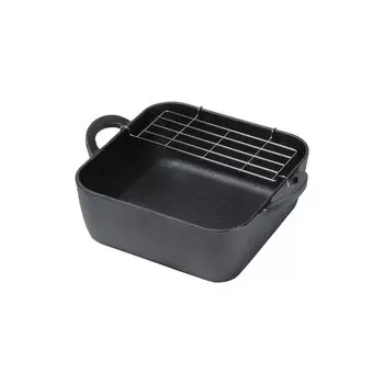 Pearl Metal Polished Pot Tempura Pot Square 20cm Made of Cast Iron IH Compatible Oven Cooking Sprout HB-6480 чёрный