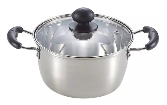 Кастрюля Pearl Metal 18 см со стеклянной крышкой, совместимая с IH нержавеющая сталь Mirage Двуручная H-3172 серебряный