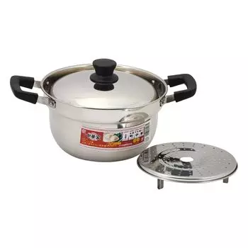 Pearl Metal Pot 20cm IH Compatible with Perforated Plate Stainless Steel Chinese House Two-handed Spill-resistant HC-283 серебряный