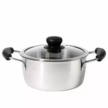 Pearl Metal pot 20cm with glass pot lid IH compatible stainless steel Grano Two-handed HB-112