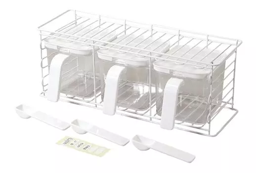 Pearl Metal Seasoning Rack Spice Rack with 3 Stockers Vertical and Horizontal Use White Blanc Kitchen HC-472