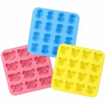 Pearl Metal Silicone Petit Cake Mold Chocolate Mold 3 Piece Set Christmas Valentine Handmade Sweets Making Set (Tiger, Elephant, Penguin) D-5729