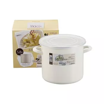 Контейнер для хранения Pearl Metal, кастрюля для бульона 20 см, эмалированная, 5,8 л HB-4916 слоновая кость