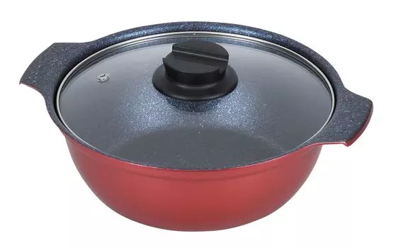 Pearl Metal Tabletop Pot 20cm For People With Glass Lid Marble Diamond Processing Compatible with IH Pot Biyori 2~3 HB-5611