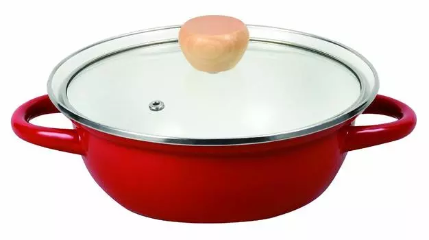 Pearl Metal Tabletop Pot Red 18cm Enamel Glass Lid Only One Stage HB-4945