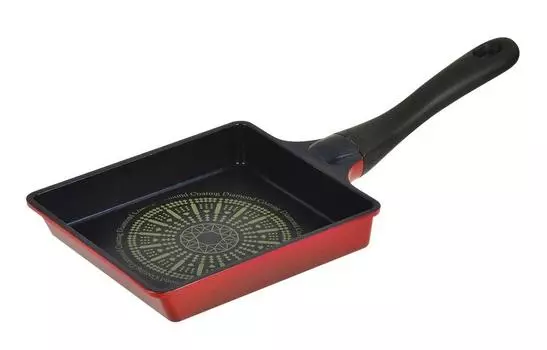 Pearl Metal Tamagoyaki Frying x Gas Fire Tamagoyaki Diamond Coat on the Super Light Pan, 16.5 19.3cm, Only, L, 3-Layer Inside, HB-2691 красный