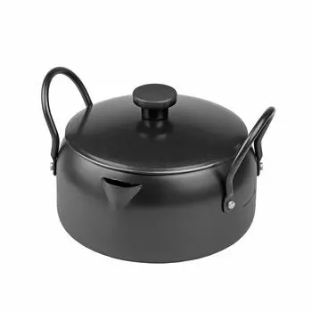 Pearl Metal Tempura Pot 16cm Limited Black with Iron Lid BLKP Black [BLKP] AZ-5038
