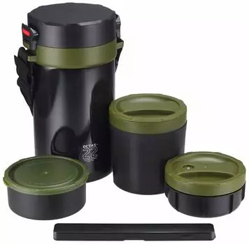 Pearl Metal Thermal Lunch Jar Khaki Green 2200 Stainless Steel Octus HB-3783