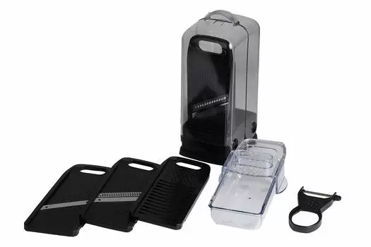 Pearl Metal Vertical Vegetable Cooker Limited Edition Black Black [BLKP] 5-in-1 Grater/Slice/Chopper/Julienne/Peeler AZ-5088