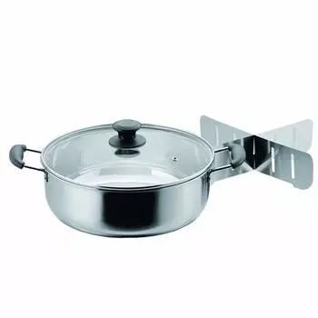 Pearl Metal Warakuan Stainless Steel Oden Pot with Glass Lid 26cm with Dividers HB-5430