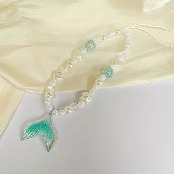 Pearl Mobile Phone Lanyard Fish Tail Cell Phone Strap Phone Rope Bead Phone Chain Woman Girl style 2