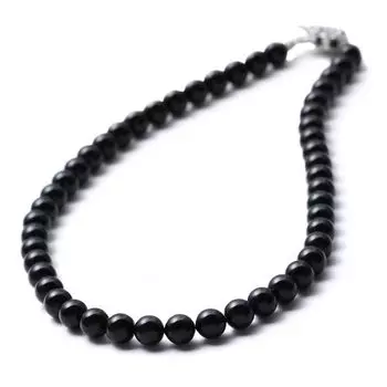 Pearl Necklace Grand Premium Pearl Necklace 39cm 8mm Black x Silver [VOTRE COUTURE] Women s