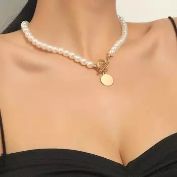 Жемчужное ожерелье, простое колье с пряжкой OT, цепочка на ключицы, темпераментное элегантное ожерелье, ювелирные изделия для девочек, модные аксессуары