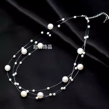 Pearl Necklace Women S Light Luxury Personality Simple And Versatile Handmade Fishing Line Collarbone Chain
