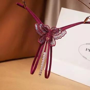 Жемчужные трусики Женские Сексуальные Блестки Вышивка Открытая Промежность Массаж Сексуальные Прозрачные Сетка Низкая Посадка Тонг Головка 2242 average size (suitable for 80-60 kg)