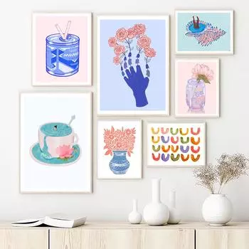 Pearl Soda Sweet Milk Художественная печать Grow Bloom Flower Vase Картина на холсте Noridc Abstract Fruit Relax Плакат Настенные рисунки Декор 21x30cm No Framed