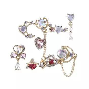 Pearl Star Tassel Heart Women Stud Earrings Set Crystal Korean Dangle Earrings Ziron Ear Jewelry золотой