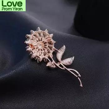 Pearl Sunflower Brooch Rhinestone Sun Flower Brooch Fashion High -End Brooch Accessories