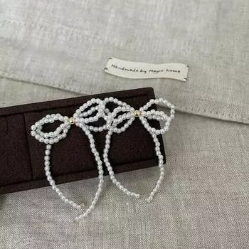 Pearl Tassel Bow Stud Earrings Women S Light Luxury High Sense Retro Elegance Personality Fashion Versatile Earrings