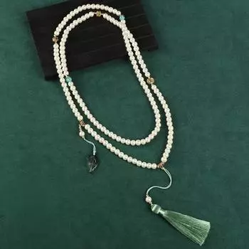 Pearl tassel necklace high sense retro temperament long crossbody sweater chain cheongsam accessories women