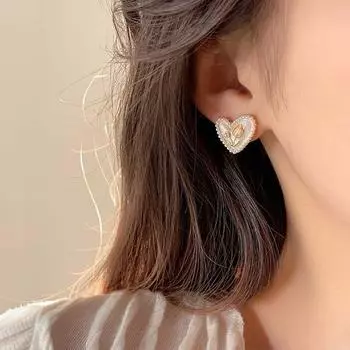 Pearl Tulip Love Earrings Love Heart Tulip Flower Ear Hook Sweet Tulip Flower Ear Studs Travel белый