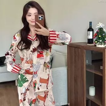 Pearl Velvet осень-зима Интернет популярная пижама женская печатная британская стиль ниша вход роскошный костюм с лацканами домашняя одежда M