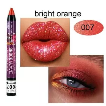 Pearlescent Eyeshadow Lipstick Pencil Waterproof Glitter Matte Makeup Pigment Silkworm Pen 2 in 1, 07 07, 1 piece
