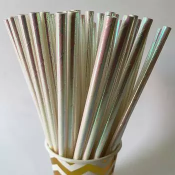 Pearlescent- Paper Straws Pink Green Gradient- Paper Drinking Straws Wedding Birthday Party Decor Baby Shower Kid розовый