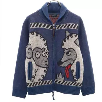 PEARLY GATES сделано в Японии гольф Вязаная куртка с шалевым воротником 1 темно-синий Женский Б/У