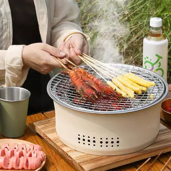 Печь для барбекю, переносной гриль для барбекю, камин с решеткой, столешницей для чая для кемпинга и патио белый