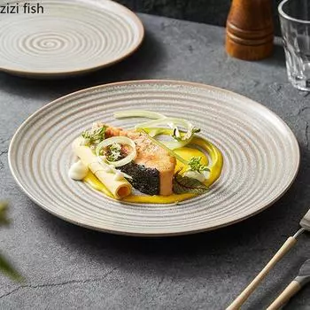 Печь для смены керамической плиты с резьбой Тарелка для стейка Тарелка для пасты Десертные тарелки Ресторан Молекулярная кухня Креативная посуда