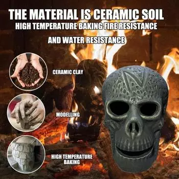 Печь-гриль Череп Керамический череп Полено Хэллоуин Имитация скелета Украшения для вечеринки Реквизит
