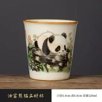 Печь Жу Глаз Панды Милая Чашка для Колы Чайная Чашка Высококлассная Изысканная Мастер-Чашка Одинарная Чашка Открытый Кусок Может Поднять Чайную Чашку Набор для Чая Кунг-Фу