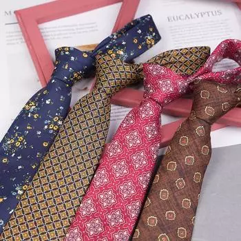 Печать 8 см галстук для рук повседневный свидание свадьба жених красный узор цветочный ретро тренд
