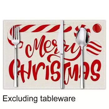 Печать букв Креативное украшение для дома Рождественский коврик для конфет Красный Белый пеньковый изоляционный коврик