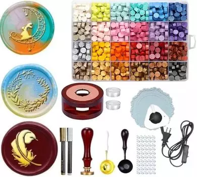 Печать Kandar Набор из сургучной печати в одном полном наборе, который позволяет вам пользоваться как электричеством, так и сургучной печатью Большое количество воска Письмо-приглашение